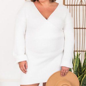 BNWOT Pink Lily Brand Greater Than Ever Ivory Wrap Sweater Dress